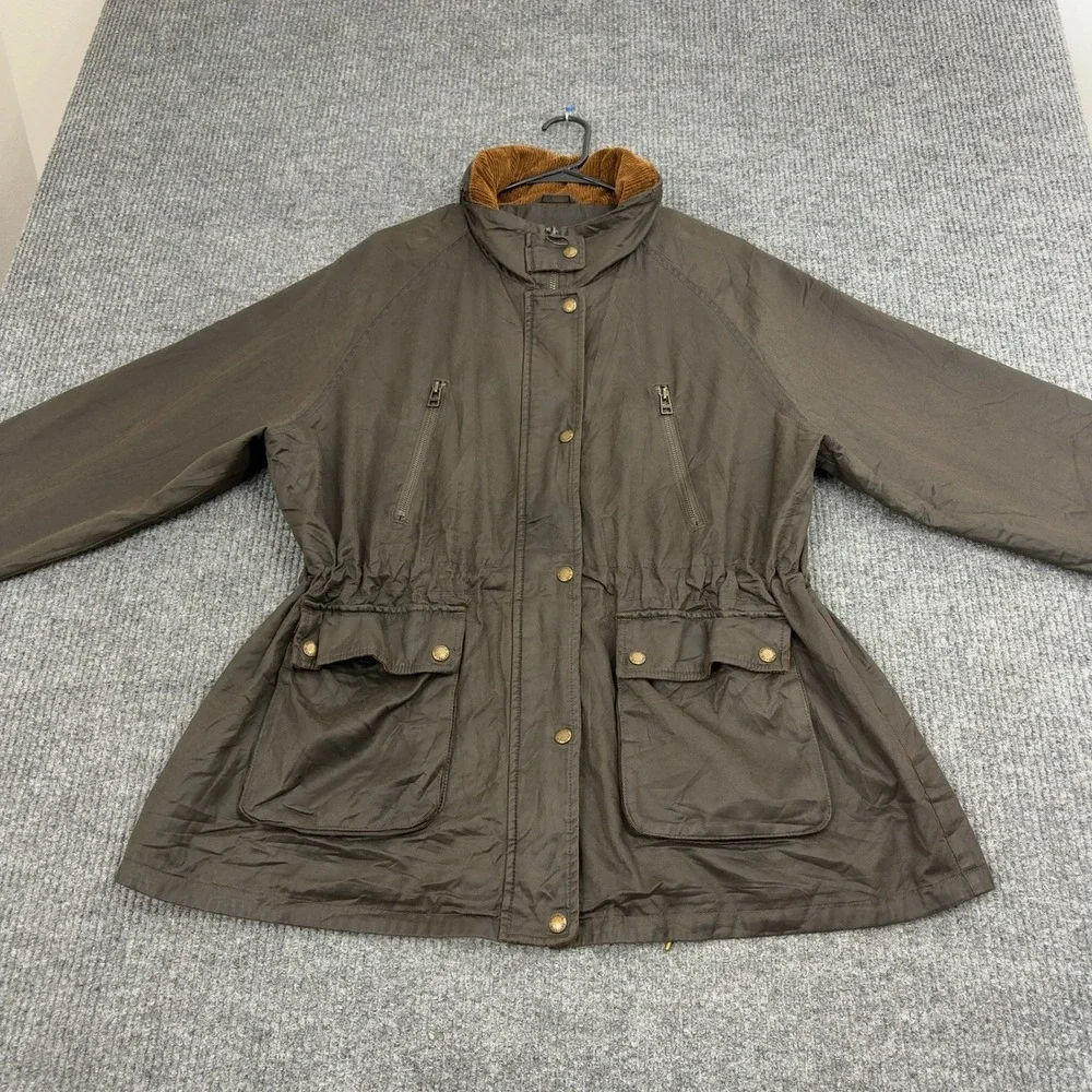 Fat Face Jacket Womens 18 Brown Waxed Cotton Corduroy Collar Utility Field Barn